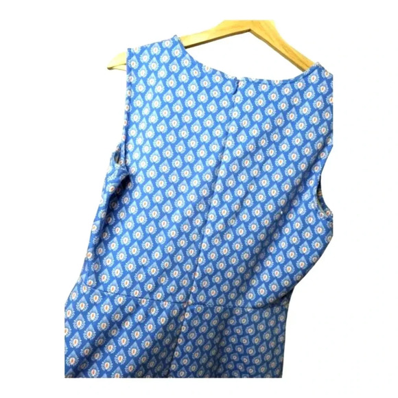 Talbots Womens Fit & Flare Blue Sleeveless Midi Printed V-Neck Dress Size Medium - Picture 6 of 12